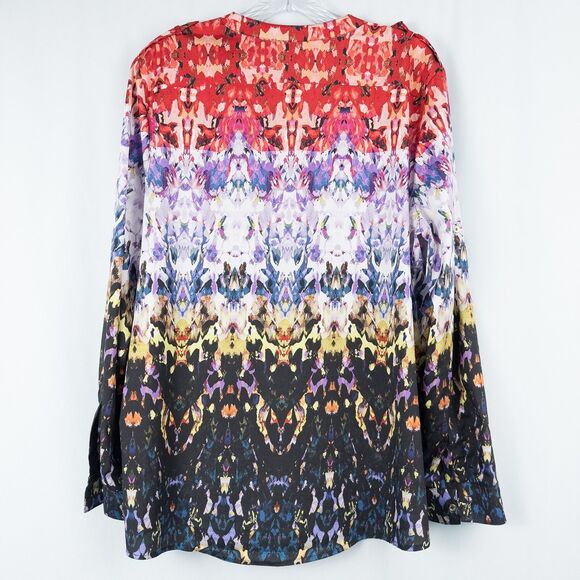 Calvin Klein Abstract Kaleidoscope Button Front Shirt Womens Large Artsy Boho - Picture 2 of 16